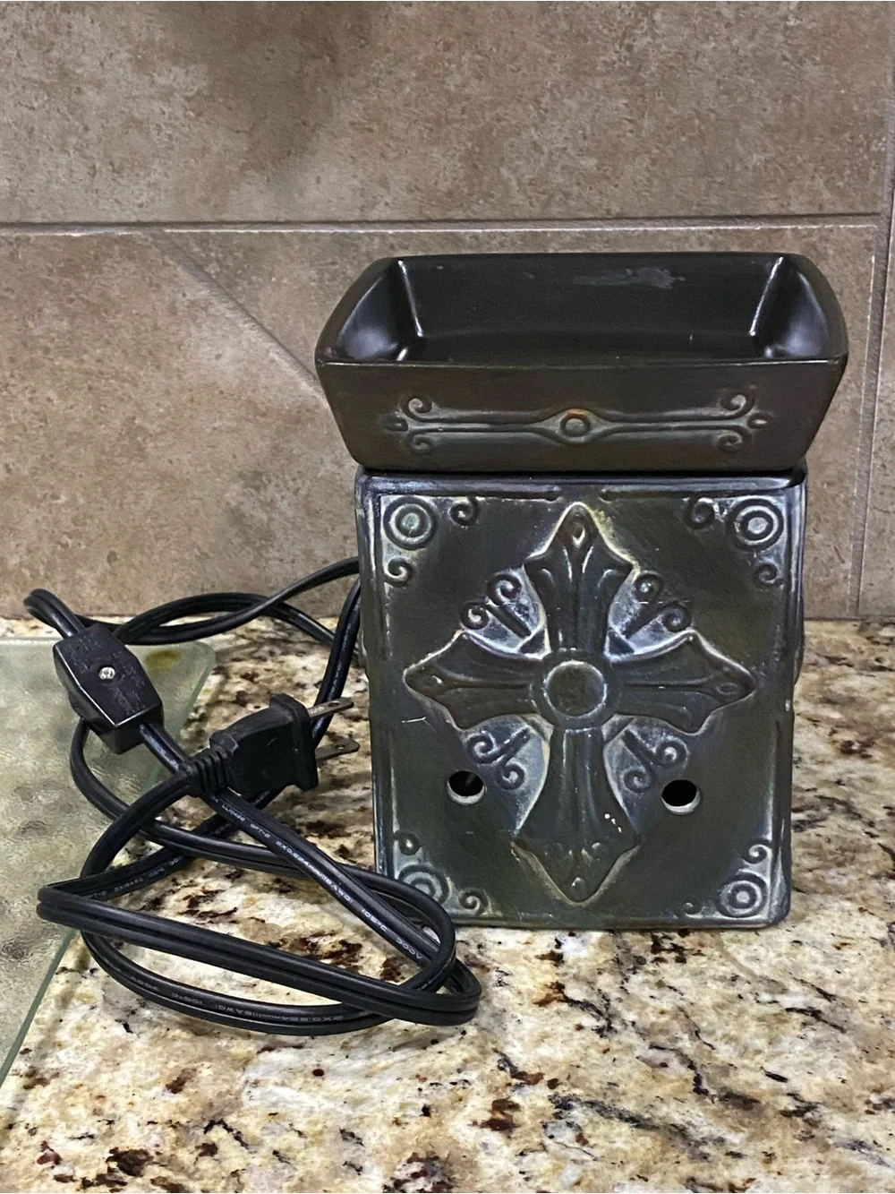 Scentsy Retired Cross Hope Full Size Ceramic Rustic Wax Warmer